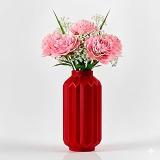 Mirandinha - Unbreakable Elegant Decorative Plastic Red Flower Vase Elegance Small - Perfect Centerpiece for Arranging Bouquet, Bud, Parties, Event, Living Room, Easy Maintenance, Reusable