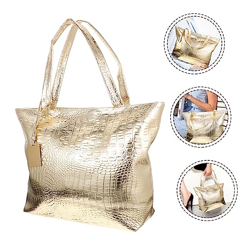 Bolso Satchel de PU para Mujer, 40x10x30 cm, Dorado miniatura 5