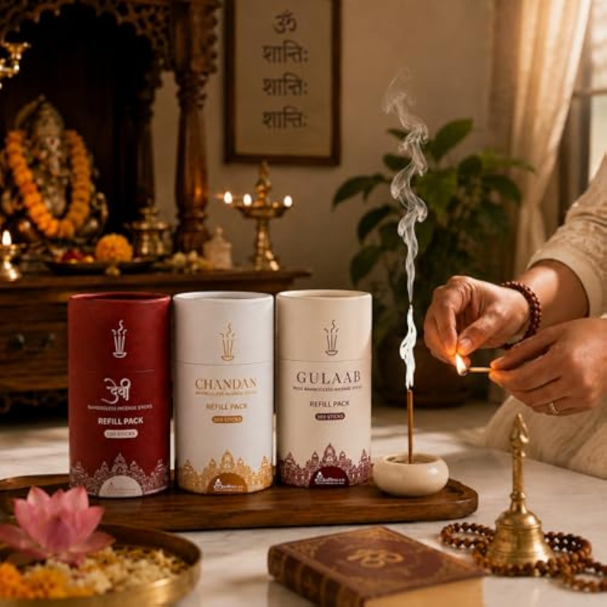 Bambooless Incense Sticks Refill Combo, Gulaab, Chandan & Devi