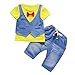 Produktbild Ausgefallene Babykleidung Sunday 2Stk Kleinkind Baby Jungen Mädchen Karikatur Kurze Ärmel Tops Baumwolle Hose Beiläufig Outfit Kleider Kurzarm T-shirt + Hosen Gentleman Kleidung Set (Gelb, Alter: 24M)