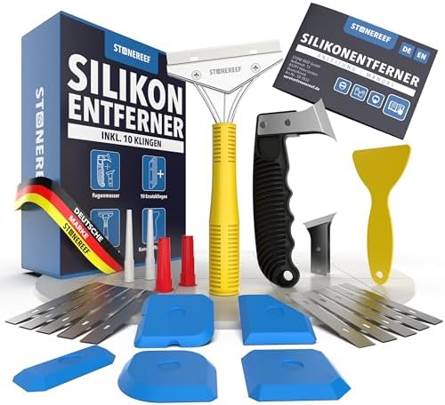 Silikonentferner Set 23 tlg Fugenmesser Fugenschaber Bad Küche Fliesen | Löst alte Silikonfugen in Bad, Dusche und Küche in wenigen Minuten