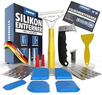 23-tlg. Fugen-Set – Silikonentferner & Fugenschaber mit 10 Klingen, Fugenmesser mit Ersatzklinge, Kunststoffspachtel, 2 Silikonspritzen & 5 Fugenglätter für Bad, Küche & Fliesen