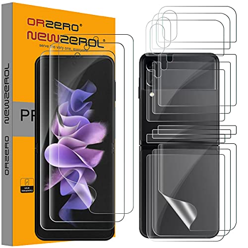 NEWZEROL (3 Sets Screen Protector for Samsung Galaxy Z Flip 3 Flexible TPU Film for Inner & Cover Screen Full Coverage HD Clear Bubble-Free Installation