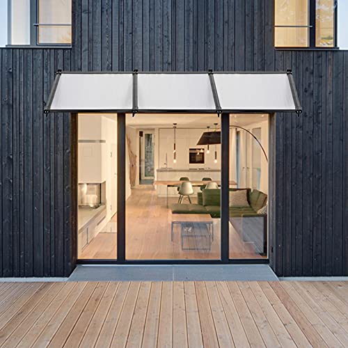 The Fellie Door Canopy Awning Window Door Canopies Outdoor Rain Shelter Cover with Polycarbonate Board for UV Water Rain Resist, Black(270 x 90cm)