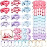 Kajaia 48 piezas de suministros de fiesta de pijamas para niñas, suministros de fiesta de pijamas para mujeres, diadema de spa, máscara de recuerdo, bolsa de coleteros (macarrón, dulce)