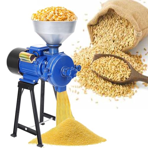 Grinding Mill，2500W Electric Corn Grinder, 1400r/min Commercial Feed Mill with Funnel, Adjustable Thickness&Pure Copper Brushless Motor, Wet Dry Cereals Grinder, Heavy Duty Milling Machine,