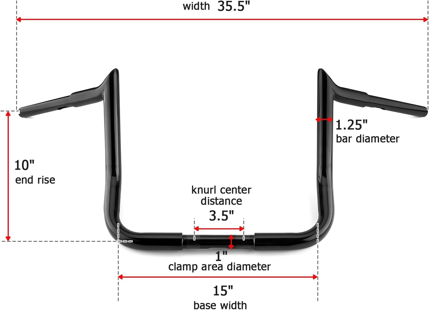 Mofun 10" Rise Ape Hangers Handlebar Compatible with Harley Touring Street Glide Electra Glide FLHX FLHT Models 1986-2023 with Batwing Fairng, Ultra Limited 2024 Gloss Black