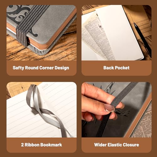 Image of CAGIE Compass Leather Journal Gift for Men - Vintage Writing Notebook with Pen, 100 GSM 288 Page Lined Journal A5 Hardcover, 180 Lay Flat, Daily, Travel, Office & Gift Idea