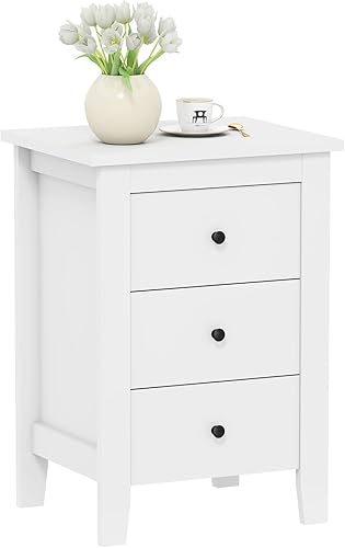 Miniatura 12 de Giantex Juego de 2 mesitas de noche con 3 cajones, mesita de noche negra de madera con cajón de almacenamiento y perillas redondas de metal, mesa