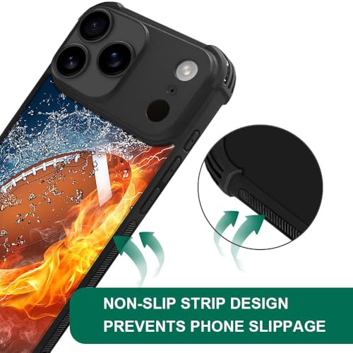 DJSOK Case for iPhone 18 Pro Max/iPhone 17 Pro Max,Compatible with MagSafe,Shockproof Rugged Cover Case,Rugby American Football On Fire by DJSOK - Used condition - Image 3