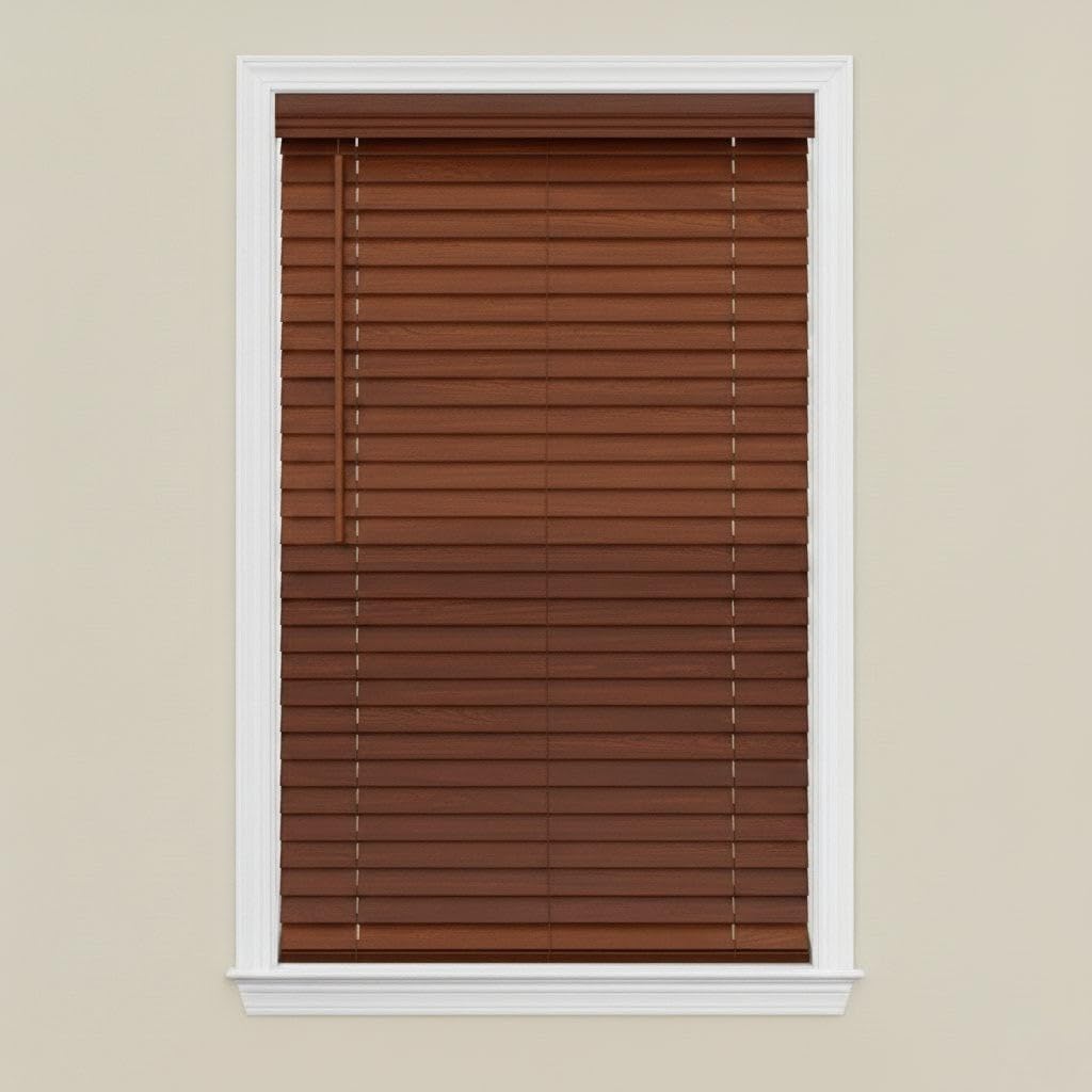 Custom 2" Real Wood Window Blinds – Cordless Lift System, Made to Order, Multiple Colors, Made in USA (Natural)