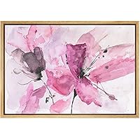 SIGNWIN Framed Canvas Print Wall Art Blue and Black Flower Close Up Geometric Line Illustrations Modern Art Mid-Century Modern Colorful Warm for Living Room, Bedroom, Office - 16