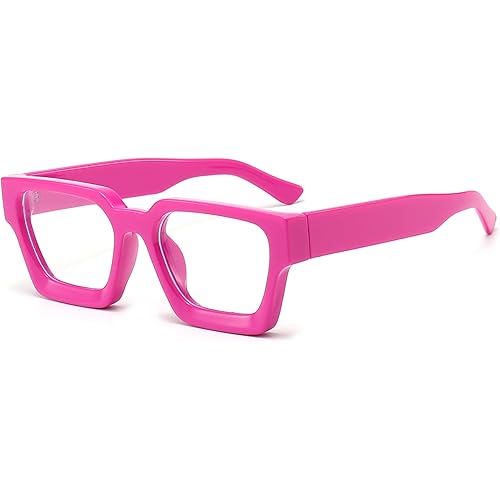 EYLRIM Thick Square Frame Blue Light Glasses for Women Men Non Prescription Computer Eyeglasses