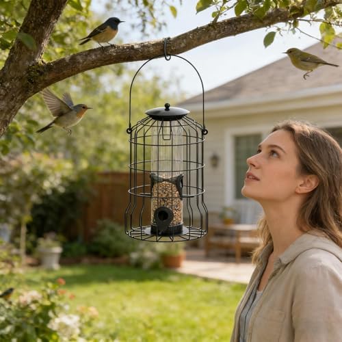 Bird Feeder - 4 Port Weatherproof Squirrel Proof Metal | Large Bird Feeders Outdoor Hangable, Weatherproofs Birds Feederss, for Attracting Hummingbird Chickadee Garden Yard Patio Porch Balcony Park — view 7