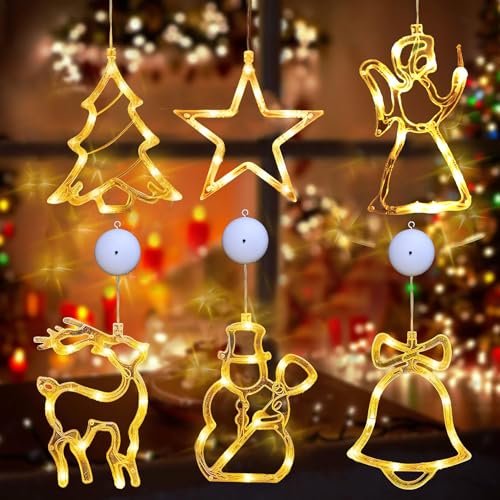 6er Set LED Saugnapf Weihnachten Lichter,LED Fenster Hängende...