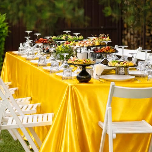 Image of TURSTIN 4 Pack Fall Themed Satin Tablecloth 102 x 58'' Overlay Table Cover