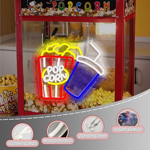 Image of Popcorn Neon Sign Cinema LED Sign Dimmable Neon Lights for Business Dining Car Dessert Party Popcorn Light Up Sign Neon Wall Art Decor