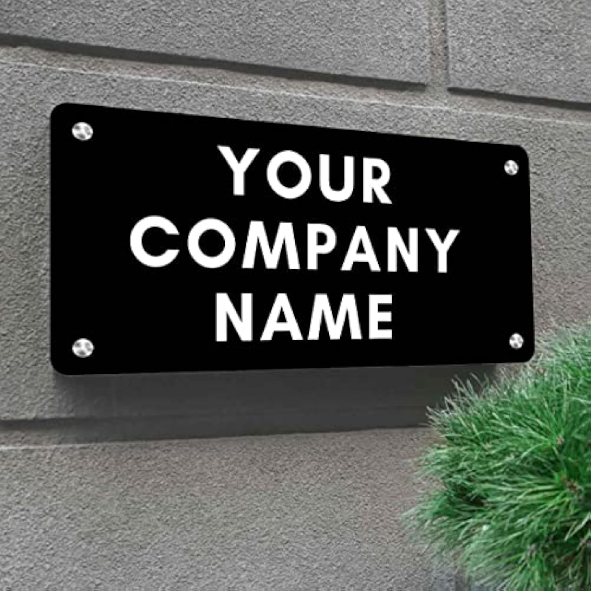 Personalized Stainless Steel Name Plate for Company Office, Black
