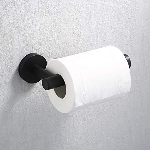 KES Black Towel and Toilet Roll Holder Set Bathroom Accessory Set 2 Pieces Toilet Roll Holder and Coat Hook SUS 304 Stainless Steel Wall Mounted, LA20BKDG-21