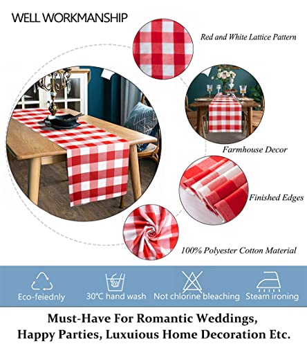 Buffalo Check Table Runner 14X108-Inch Home Decor Home Fashions Farmhouse Buffalo Check Table Runner Paid Runner For Kitchen Table (14X108-Inch, Red And White) #TOP4