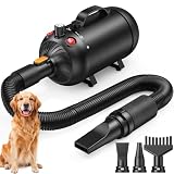 YOOKESEN Dog Dryer, 2800W Dog Hair Dryer with Adjustable Speed and Heater, Professional Dog Blow Dryer with 4 Nozzles