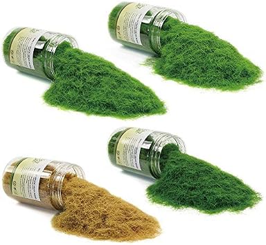 CFA7 4 x 300ml Mixed 8mm Static Grass Terrain Powder Green Fake Grass Fairy Garden Miniatures Landscape Artificial Sand Table Model Railway Layout