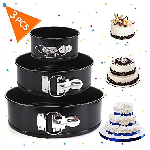 AOBETAK Springform bakform, 10 cm/7 tum/9 tum rund kakform, non-stick bakformar med avtagbar lös bas, bakformar för ostkakor och kex, svart, 10 cm 18 cm 23 cm