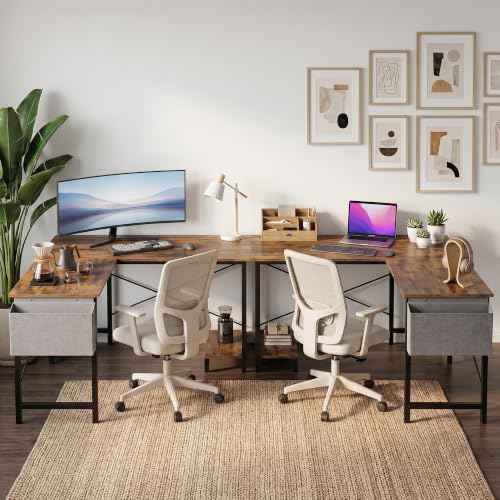 L Shaped Desk, 50 Inch Computer Desk Home Office Desk for Small Space Brown