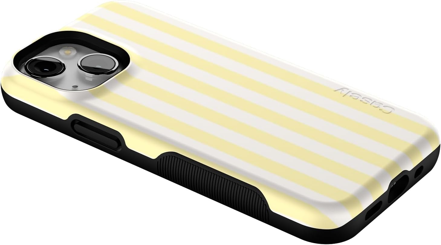 Casely iPhone 13 Case | Butter Yellow Stripes | Sunday Best | Bold Protective Design | Compatible with MagSafe