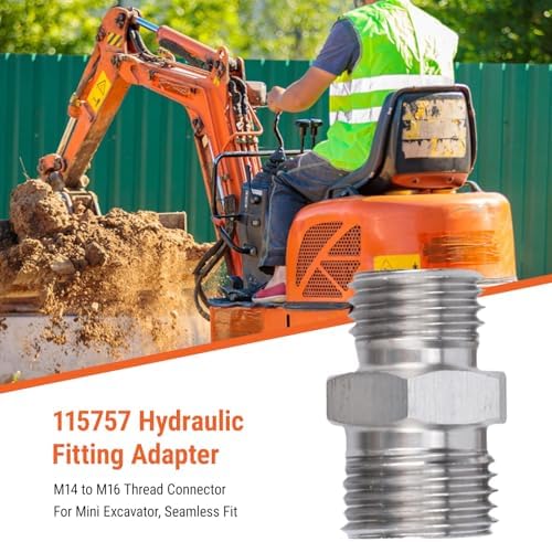 banapoy 4Pcs M 14 to M 16 Carbon Steel Fittings Adapters 115757, Hydraulic Attachment Fittings, Hydraulic Hose Pipe Thread Connector, for Mini Excavators