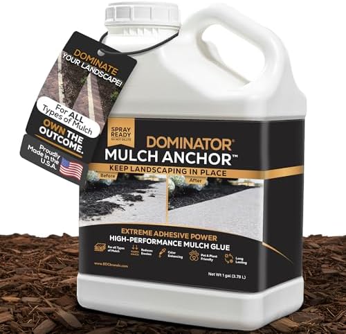 Dominator Mulch Anchor 1 Gallon - Mulch Glue & Gravel Binder, Rock Glue for Landscaping, Pea Gravel & Bark, Strong Stabilizer & Stone Glue Adhesive, Made in the USA