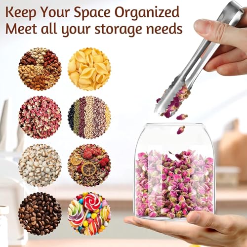 Image of Storage Glass Jar With Ball Cork Lid,Tea Coffee Sugar Containers For Kitchen Storage Container With Lid For Tea Coffee & Sugar, Dry Fruit Jars, Storage Box, Set Of 3 (3, M-16),Transparent