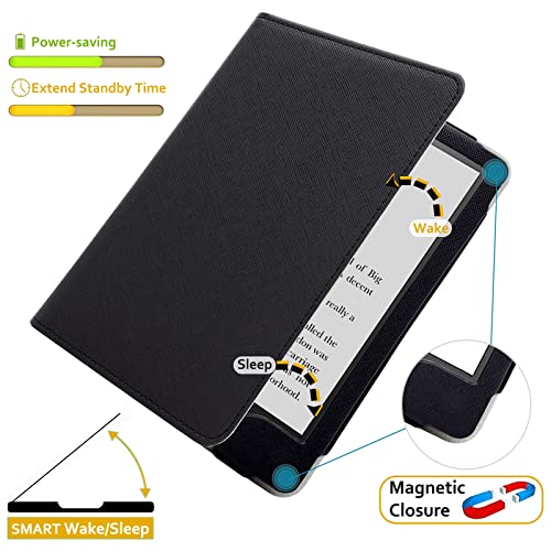 RSAquar Kindle Paperwhite Case for 11th Generation 6.8" and Signature Edition 2021 Released, Premium PU Leather Cover with Auto Sleep Wake, Hand Strap, Card Slot and Foldable Stand, Black - Thumbnail 6