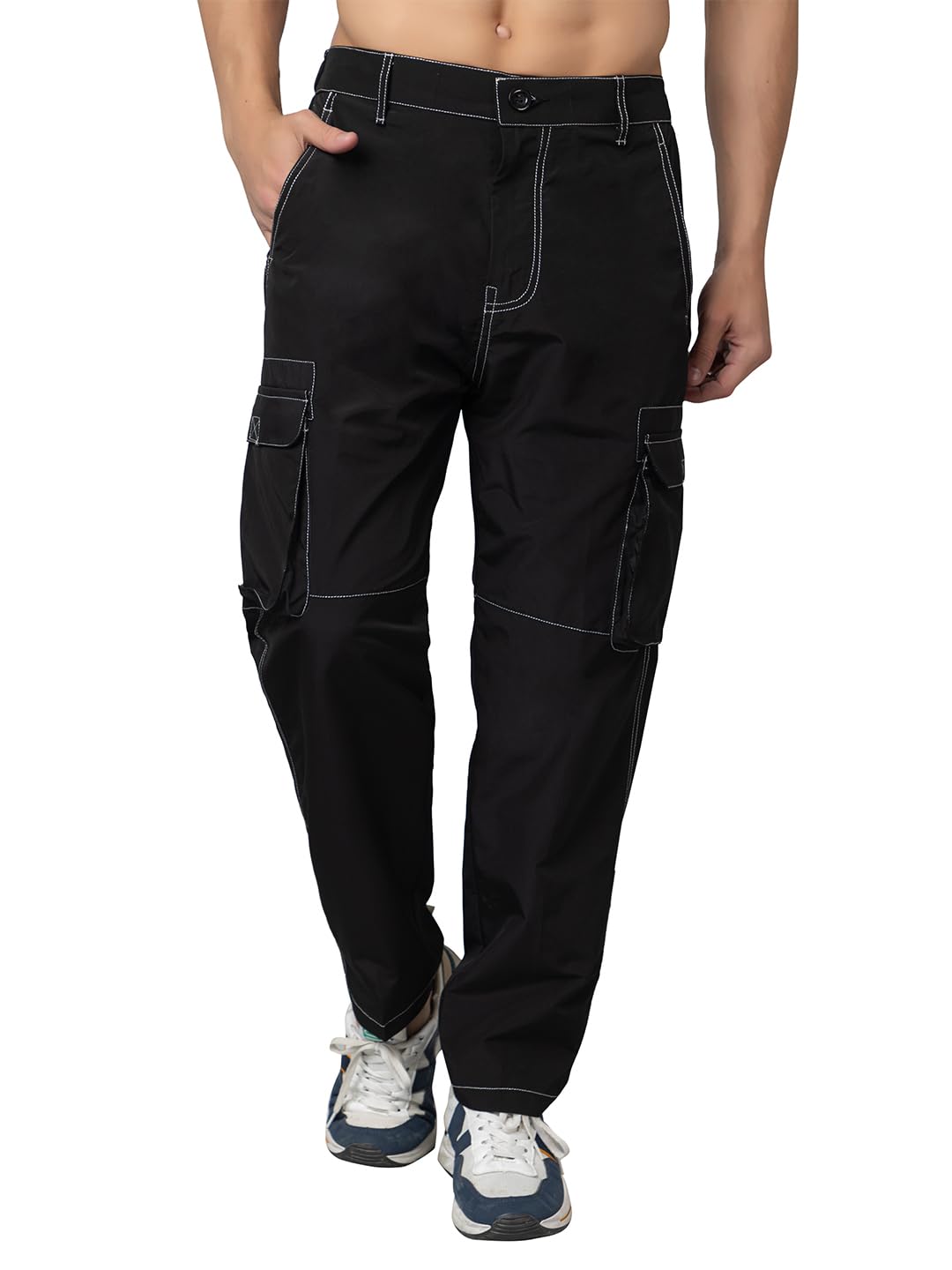 YHA Men Solid Cargo Jogger Regular Fit Track Pant