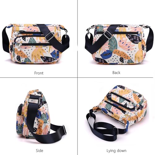 Image of Crossbody Bag for Women Ladies Multi Pockets Shoulder | Handbag Lightweight Nylon Casual Messenger Bag Travel Purse Anti Theft Pocket Bag