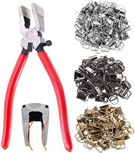 Qovydx 40PCS Key Fob Hardware Set, 39PCS 1 Inch Keychain Hardware with 1PCS Key Fob Pliers for Wristlet Keychain, Key Lanyard and Key Chain Making Hardware Supplies