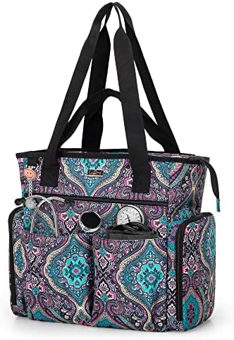 LoDrid Nurse Bag with Bottom Padded Pad, Nursing Bags for Nurses, Medical Work Bag with 15.6” Laptop Storage Layer, Home Visiting Nurse Bag for RN, PA, LPN, EMT, CNA, Totem, Bag Only