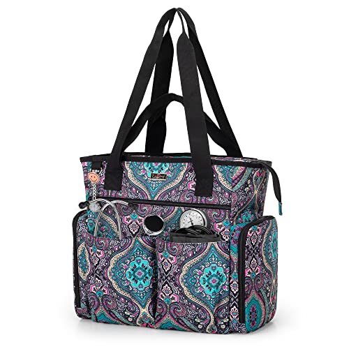 LoDrid Nurse Bag with Bottom Padded Pad, Nursing Bags for Nurses, Medical Work Bag with 15.6â Laptop Storage Layer, Home Visiting Nurse Bag for RN, PA, LPN, EMT, CNA, Totem, Bag Only