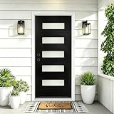 WOCFYK 36 x 80 inchs Fiberglass Entry Door with Brickmould, Primed Knock-Down Fiberglass Door with Vinyl...