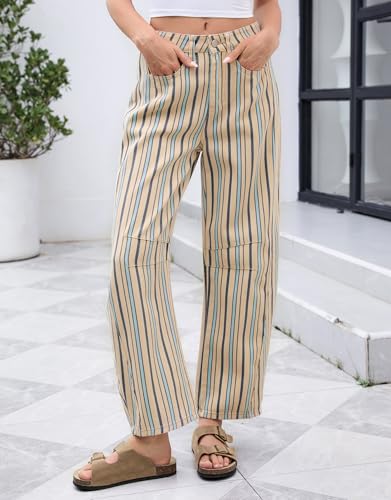 Kedera Womens Striped Jeans Mid Rise Barrel Jeans Baggy Wide Leg Casual Fun Pants Relaxed Fit Y2K Trendy Mom Denim Pants3