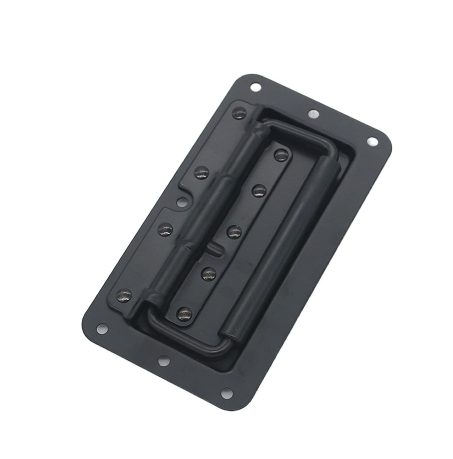 ROHCGHC recessed Foldable Handle, Square Concealed Embedded Spring Folding Handle Toolbox Side Black with Rubber Sleeve