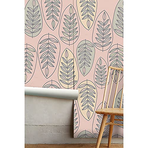 Papier peint feuilles stripées pour chambre et salon style nature moderne - 5