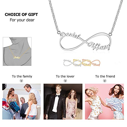 Lam Hub Fong Name Necklace Personalized Custom Name Necklace Personalized Name Necklace Sterling Silver Infinity Necklace with Name for Couples Gold Name Necklace (Silver) - Thumbnail 5