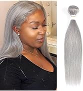 Brazilian Straight Grey Hair Bundle 18inch 100% Silver Human Hair Weave Bundles Sew In Remy Human...