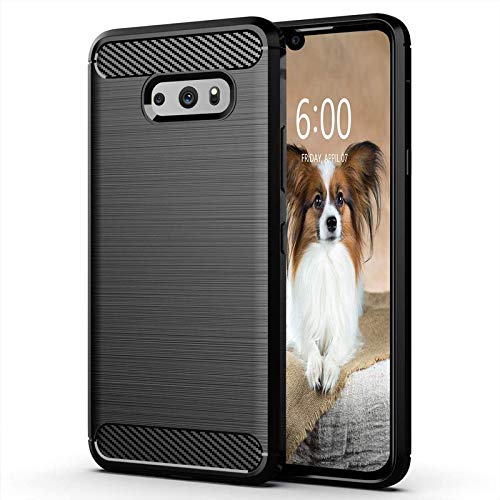 Image of NPRC Hybrid Ultra Slim Protective Case TPU Non-Slip Carbon Fiber Texture Shockproof Case Cover for Lg G8X - Black