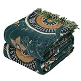 DONEUS Boho-Überwurfdecke für Bett – 100 % Baumwolle, doppelseitig, rustikale Steppdecke, Sommerdecke, Reise-Heimdekoration, große Bettdecken, ganzjährig, warme Decke für Sofa, Couch, Bett, Stuhl,