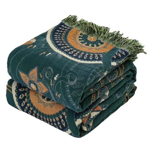 DONEUS Couverture bohème pour lit – 100 % coton rustique double face – Couverture d'été pour voyage, décoration d'intérieur, toutes saisons – Couverture chaude pour canapé, lit, chaise, 203,2 x 228,6