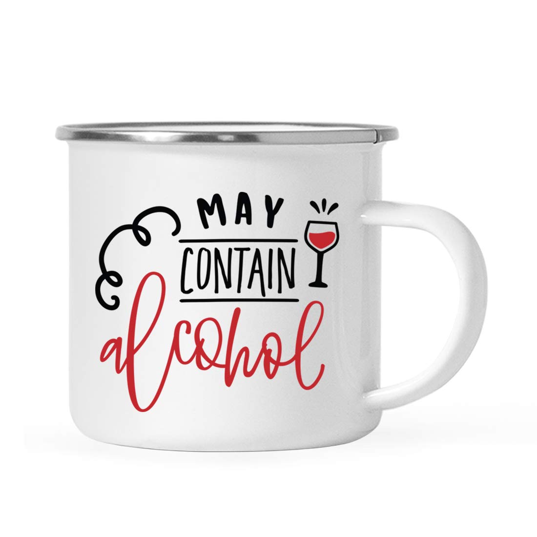 Andaz Press Wine Themed Campfire Mug – 11oz Stainless Steel Enamel Cup, 'Time To Wine Down' Design, Unbreakable Outdoor Mug