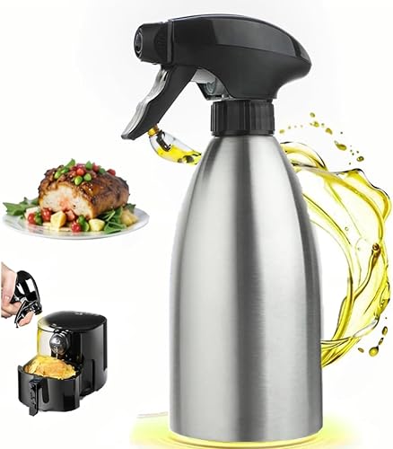 Botella pulverizadora de aceite de oliva de acero inoxidable, dispensador de vinagre de salsa de 17 onzas16.9 fl oz, botella rociadora de agua,