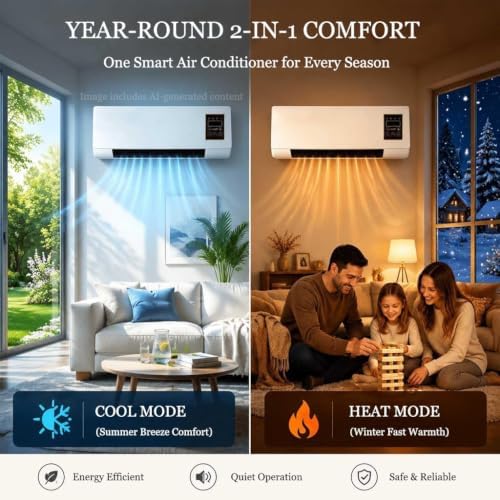 Ductless Wall Mount Air Conditioner, Portable Heater And Cooling Fan Combo - 3